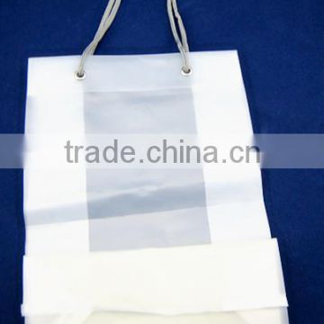 Clear hdpe plastic shopping bag with nylon rope