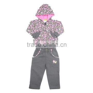 Kevince girl jogging set CVC french terry OEM factory clothing