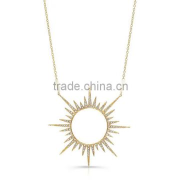 Factory wholesale price women fashion gold sun necklace