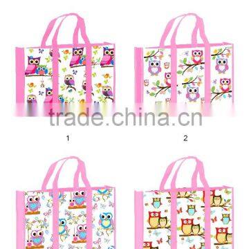 Fashion Cartoon owl design non woven cloth bag wholesale printing packaging bags