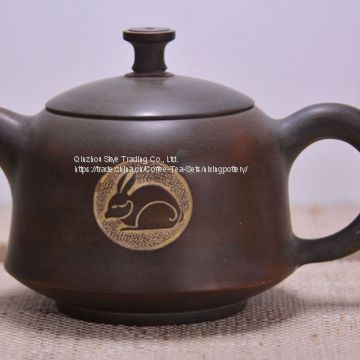 Pure Hand Carving Tea Pots Clay Teapot Rabbit Design Teapots Make in China