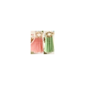 Girl Dresses Summer 2013 Pleated Chiffon One-Piece Dress With Lace Collar Child