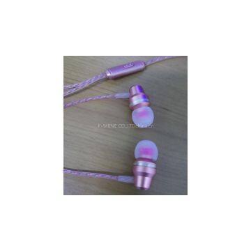 2017 best sellers metal earphone mobile-phone headphone in-ear earphone fashion pink headphone