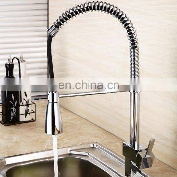 Spring Single handle pull out flexible kitchen mixer bathroom sink faucet