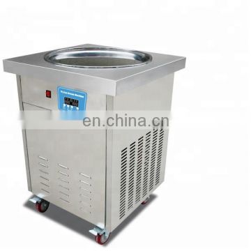 Wholesale High Quality Stainless Steel Double Flat Pan Fried Ice Cream Machine With Wheels For Sale