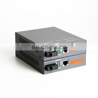 1 Pair Gigabit Fiber Optic Media Converter 1000Mbps Single Mode Single Fiber SC Port 20KM HTB-4100 Fiber Media Converter