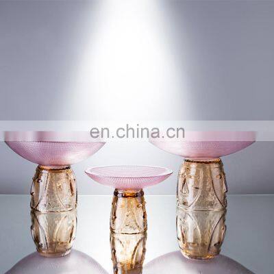 Luxury Geometric Face Gold Nordic Table Decoration Crystal Fruit bowl Wedding Vase