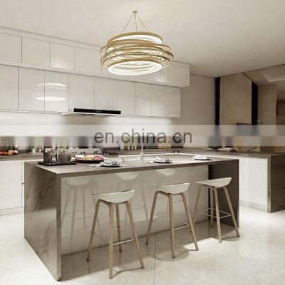 European Style High Gloss Lacquer Wood Kitchen Cabinets With Marble Counter Top Kitchen Cabinets
