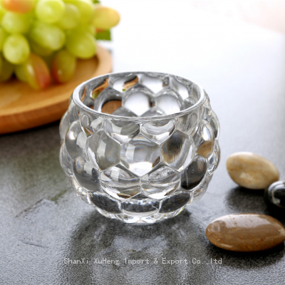 Modern Luxury Decoration Crystal Clear Glass Tabletop Vase Candle Jar Thickened Glass Candle holder