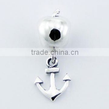 Symbolic Sterling Silver Anchor And Apple Charm Beads
