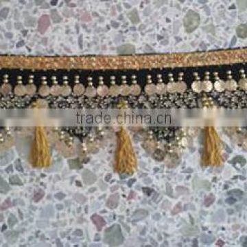 high quality belly dance hip belt with coin, beads and sequins (XF-014)