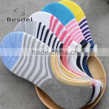 Wholesale mens crew socks for summer, stripes slipper socks