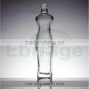 500ml alcohol bottles, body shaped glass liquor bottles