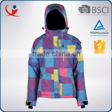 Factory supply wholesale polyester nylon womens colorful ski jacket xiamen