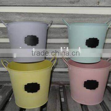 powder coated metal flower pot with chalkboard