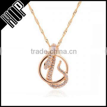 Best selling fashion metal alloy gold plated crytsal snake pendant