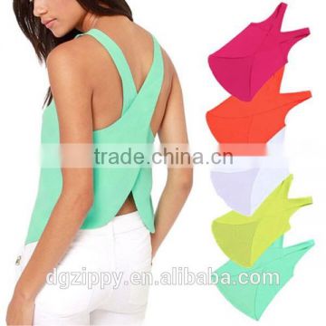 High Quality Cross Back Cami ,Fancy Ladies Tops Latest Design