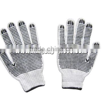 7G Bleach White String Knitted PVC Double Dotted Glove (2407)