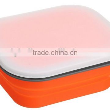 Silicone Collapsible Medium Snack Box, Snack Container, Food Container - Orange