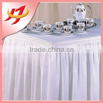 Hot sale popular polyester ruffled gathered banquet table skirt wholesale