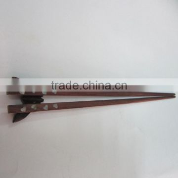 Wooden chopsticks with heart mother of pearl inlaid 100% Vietnam natural material