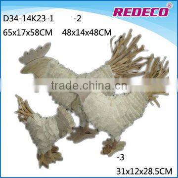 Wholesale hand carved wood rooster figurines