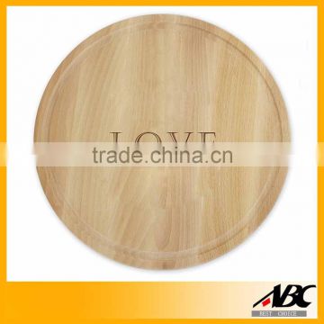 Natural Color Round Wooden Cutting Board With Love Logo