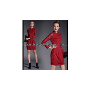 2015 Hot sale spring long sleeve tight collar luxury fashion women dress