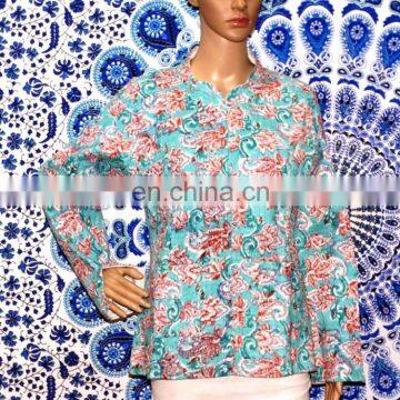 Hand Block Print Cotton Handmade Vintage Ethnic Jacket Women Coat