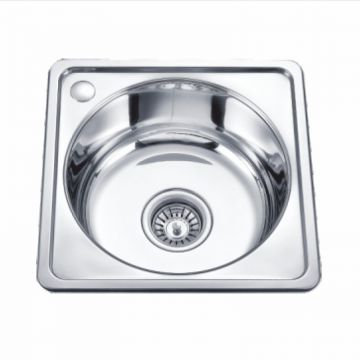 405×405×170mm TRUE SUS304 Stainless Steel Single Bowl Drop In Round Kitchen Sink (DY-D4040PA)