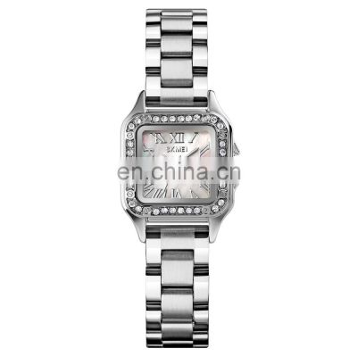 Elegant SKMEI 1755 Square Dial Lady Dress Quartz Wristwatch Stainless Steel Women Watches
