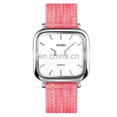high quality SKMEI 1555 times square face quartz watches ladies with nylon strap