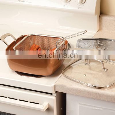 Customized Non Stick  Chicken Roasting Aluminum Large Frying Baking Pan with Glass Lid