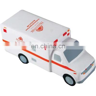 custom pu foam ambulance squeeze antistress car shape stress ball for chid toy