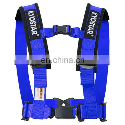 4 point red blue seat belt racing safety harness with shoulder pad