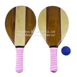 Premium Wooden Frescobol Beach Paddle Racket Ball Set