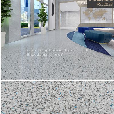Imitation terrazzo pvc floor shop showroom floral stone plastic floor tile office commercial stone plastic floor