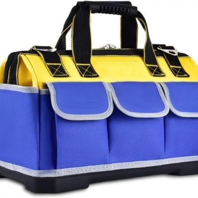 22-inch Wide Mouth Tool Bag Heavy Duty - Waterproof Large Tool Organizer Bag