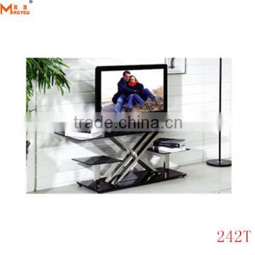 china new design stainless glass tv stand