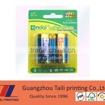 High quality blister card printing / blister packaging for batteries