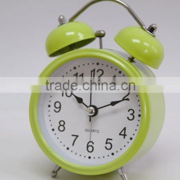 4" twin bell alarm clock, quartz analog table alarm clock, real belling desk clock,