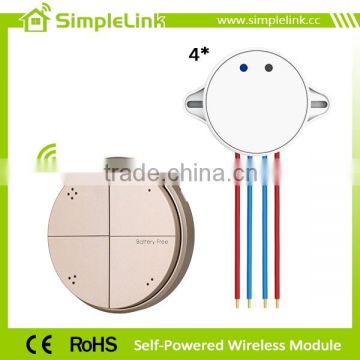 wireless and no need battery 4 gang light switch