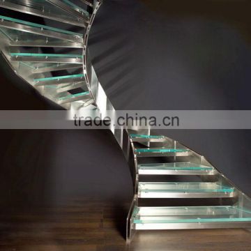 Curved steel glass staircase