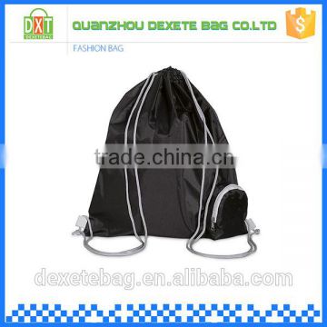 Hot selling custom polyester small black drawstring duffle bag