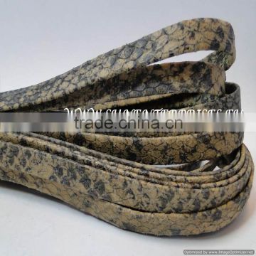 Flat Nappa Leather cords -nappa flat snake style brown 10mm