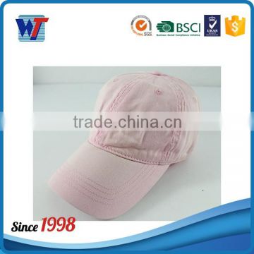 Washed 100% cotton 6 panel pink blank baseball cap
