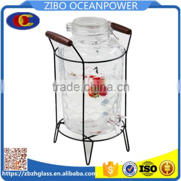 8L beverage glass water dispenser with iron basket