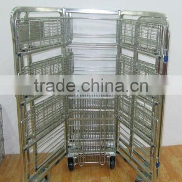 dairy roll cage/container with fold up shelves