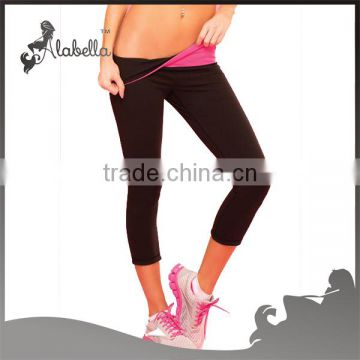 Women capri in bulk capri tights with contrast wasitband