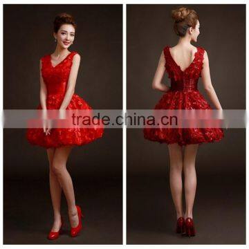 sexy short flower lace red fashion women dress